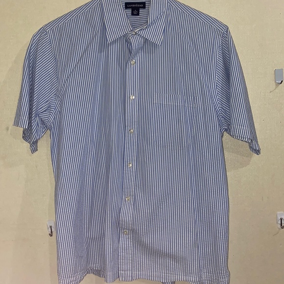 Men’s Medium 100% Linen Land’s End Button Up Tee - Picture 1 of 3
